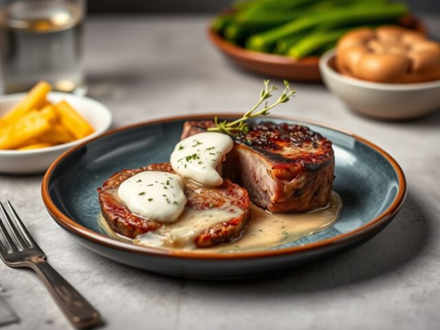 Dudley steak met Shropshire Blue — AI-gegenereerde illustratie
