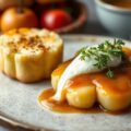 Duivenborst met munster, witloof en truffeljus