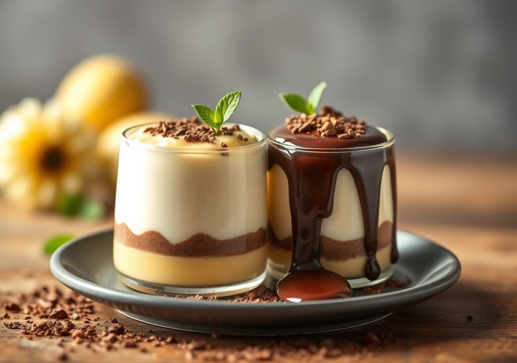 Duo van sabayon en chocoladeganache — AI-gegenereerde illustratie