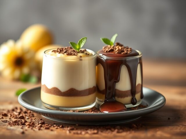 Duo van sabayon en chocoladeganache — AI-gegenereerde illustratie