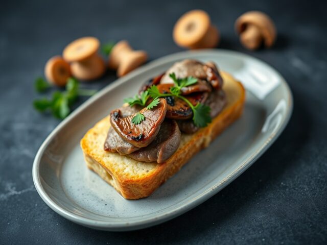 Eendeborst met kwartels en shiitake — AI-gegenereerde illustratie