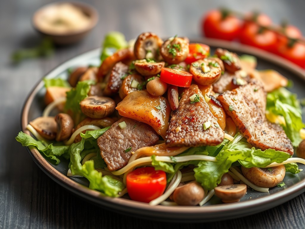 Eendeborstfilet salade, AI-gegenereerde illustratie
