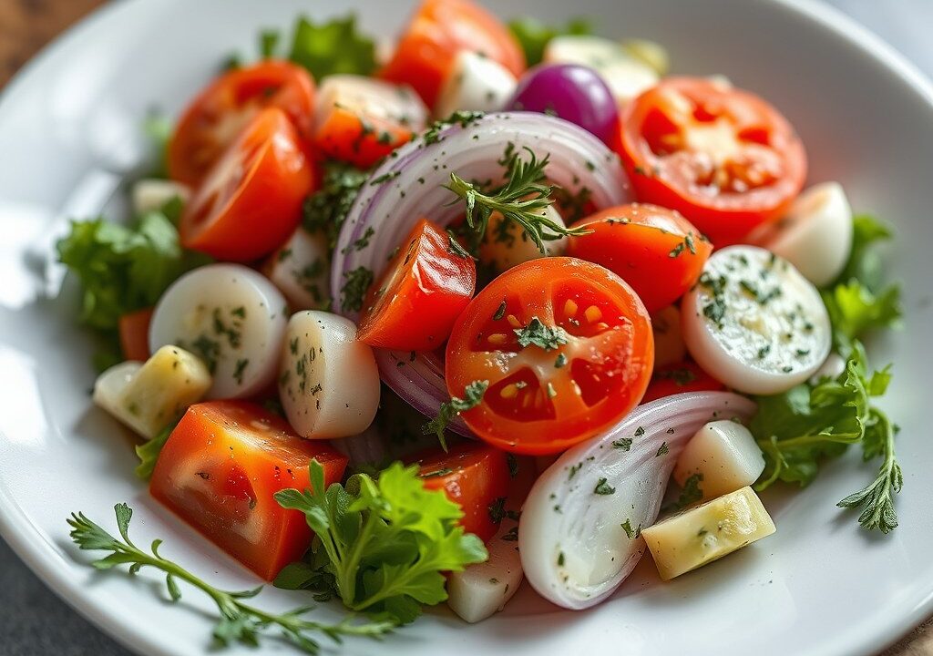 Eenvoudige Griekse Salade, AI-gegenereerde illustratie