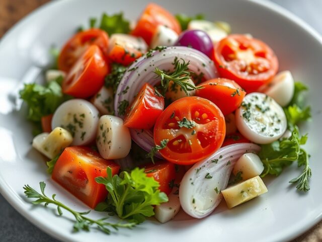 Eenvoudige Griekse Salade — AI-gegenereerde illustratie