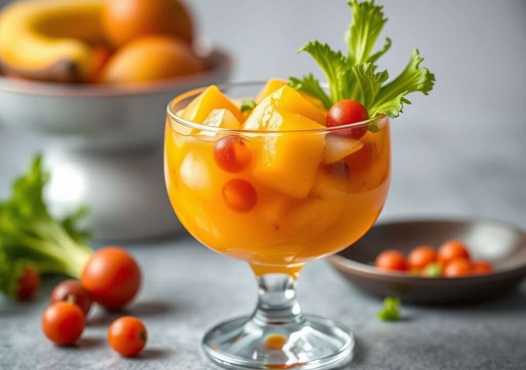 Exotische cocktail van Noordzeegarnalen — AI-gegenereerde illustratie