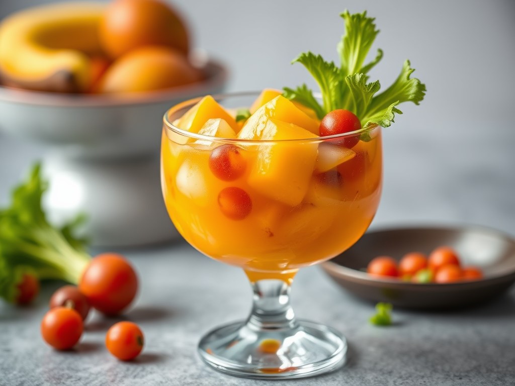 Exotische cocktail van Noordzeegarnalen, AI-gegenereerde illustratie