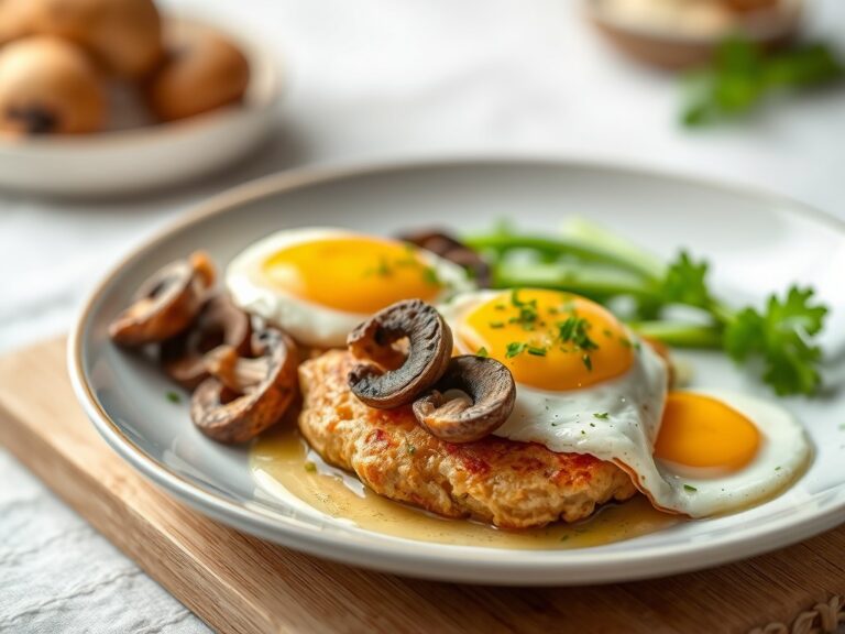 Fazantenfilet met wilde champignons, pommes dauphine — AI-gegenereerde illustratie