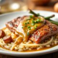 Filet van griet met gekarameliseerd witloof en mosterdsaus