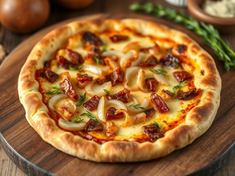 Flammkuchen met ui en spekjes