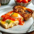 Flan van ricotta-Parmezaan en paprikasalsa met geroosterd brood