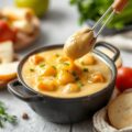 Fondue met hervekaas en fijne groenten