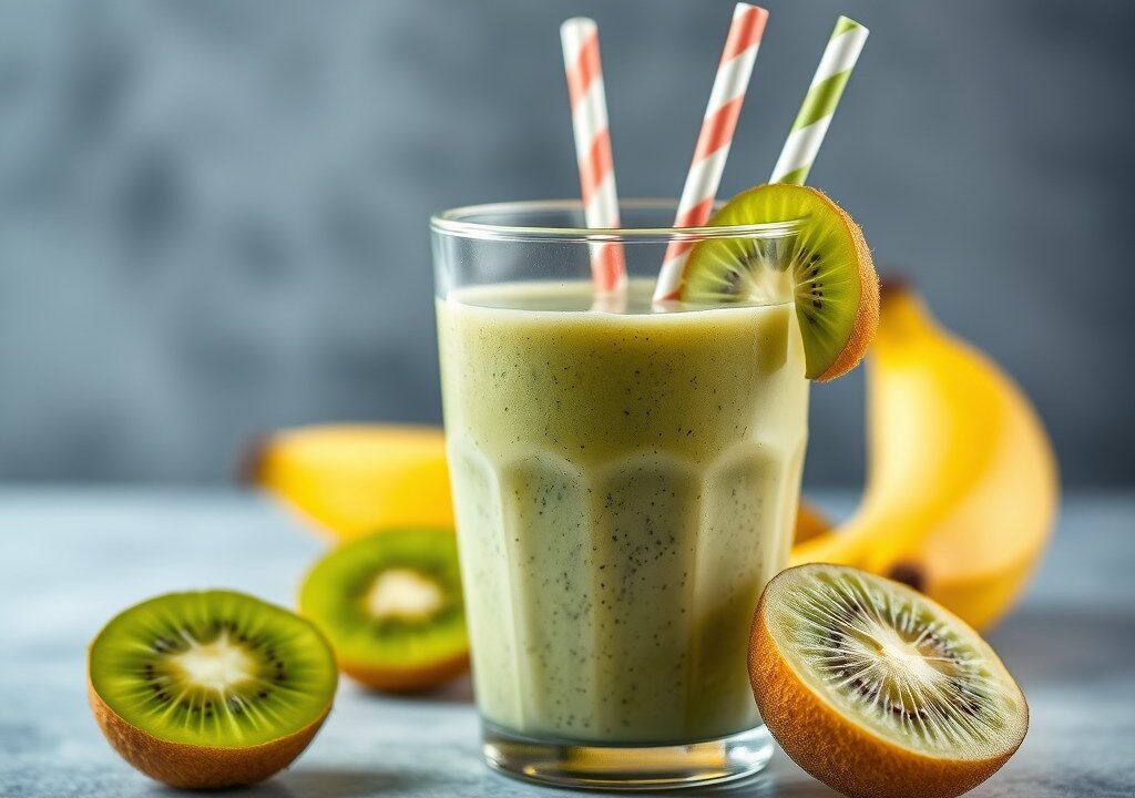 Frisse smoothie van kiwi — AI-gegenereerde illustratie