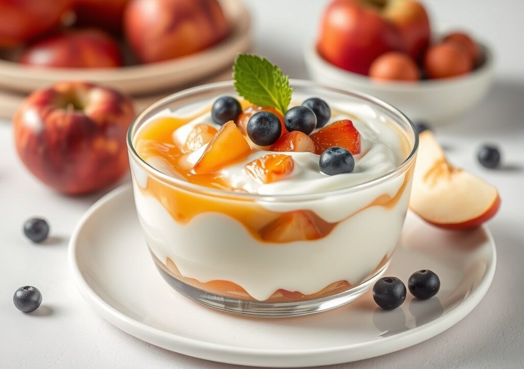 Frisse yoghurt- fruitsalade, AI-gegenereerde illustratie