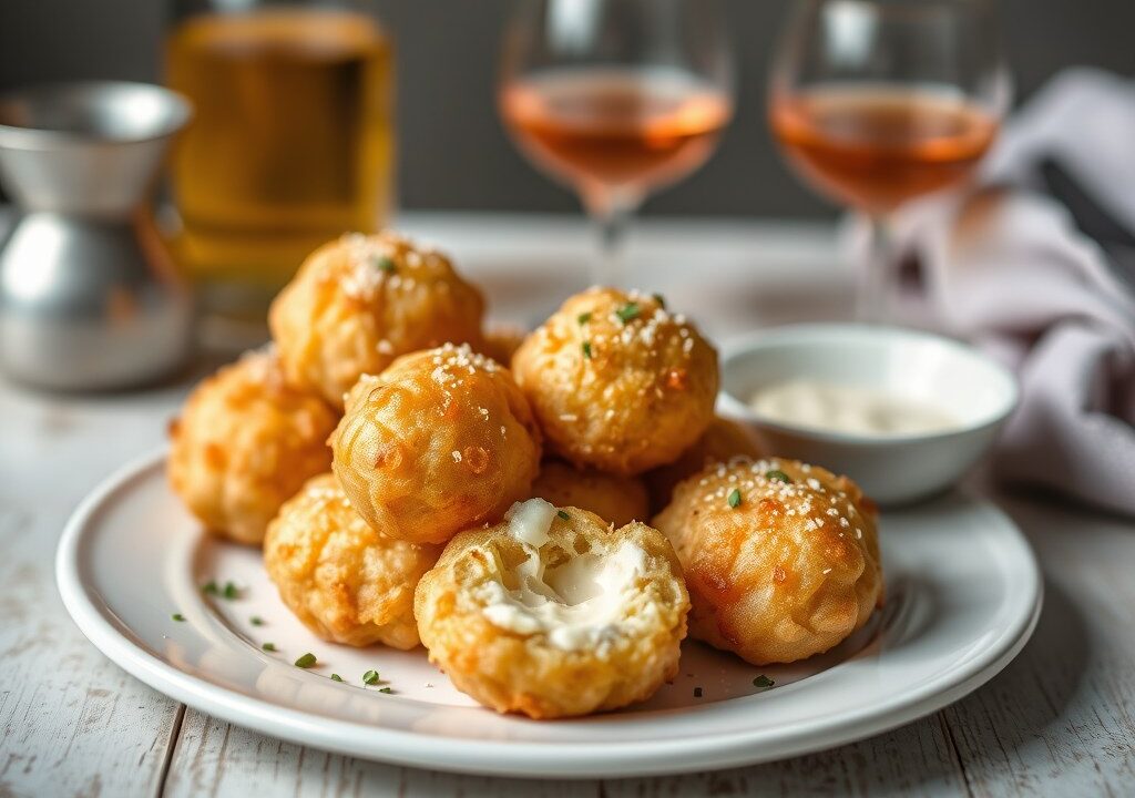 Garnaalkroketjes bij de aperitief, AI-gegenereerde illustratie