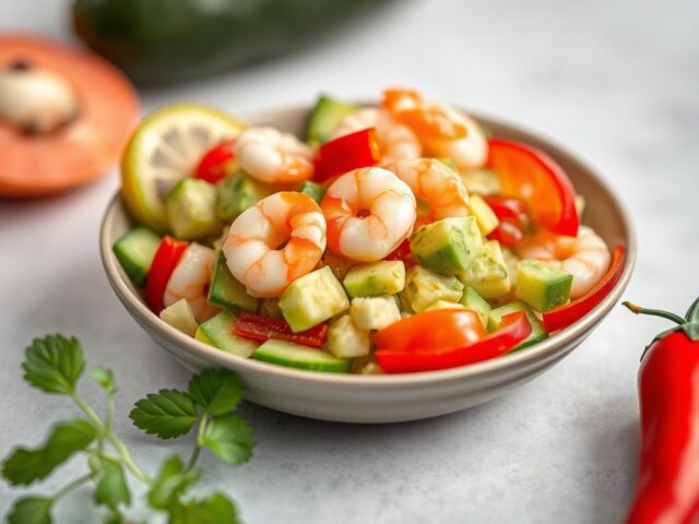 Garnaalsalade met verse ananas — AI-gegenereerde illustratie