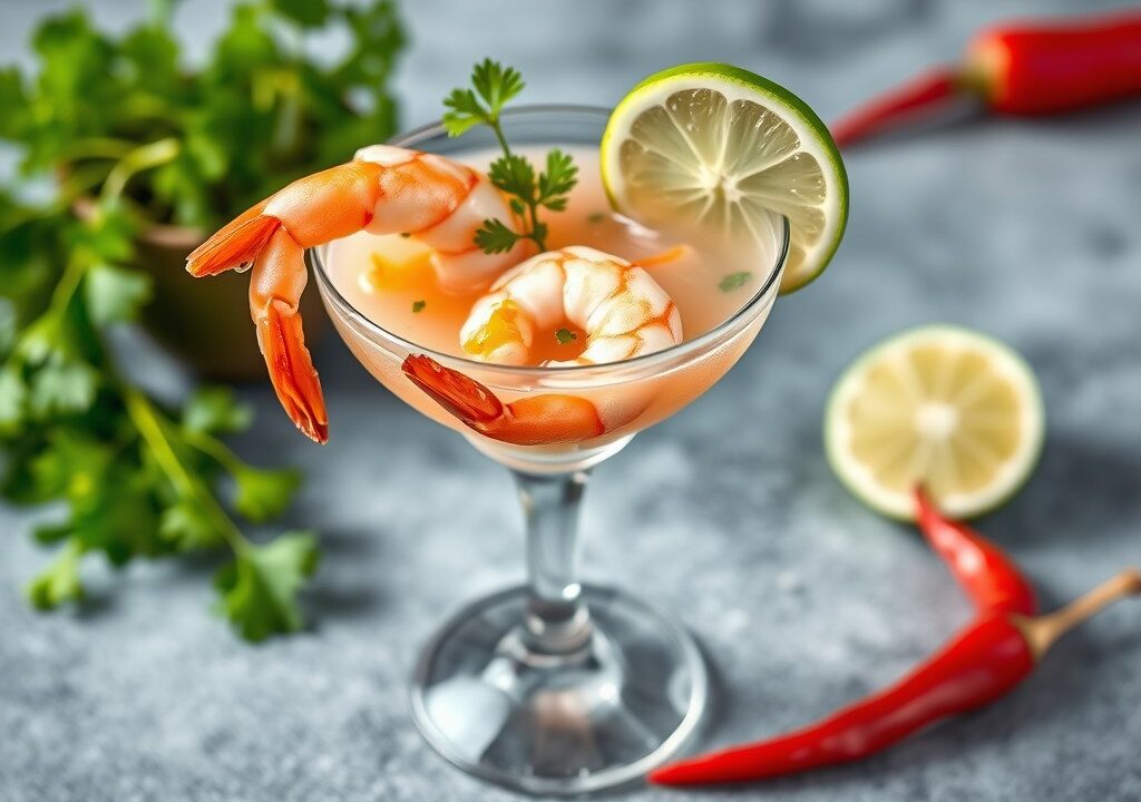 Garnalen-limoencocktail — AI-gegenereerde illustratie