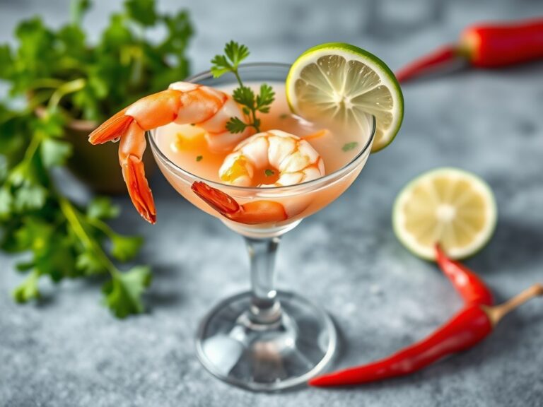 Garnalen-limoencocktail — AI-gegenereerde illustratie