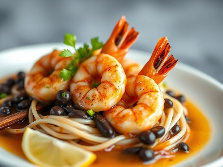 Garnalen met Zwarte Bonen Saus