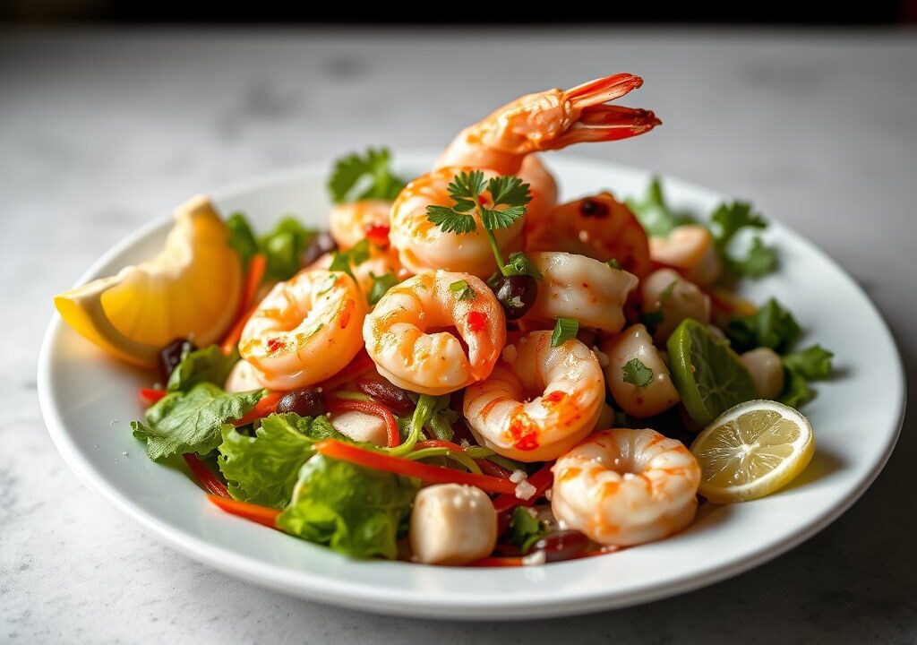 Garnalen Salade uit New Mexico, AI-gegenereerde illustratie