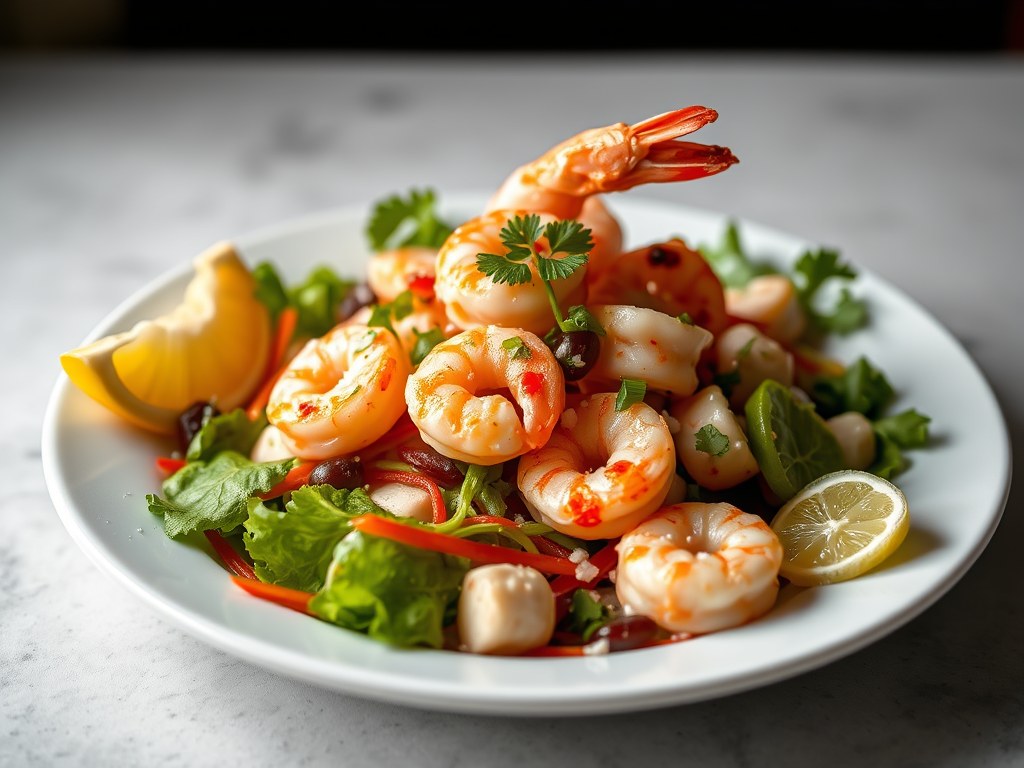 Garnalen Salade uit New Mexico, AI-gegenereerde illustratie