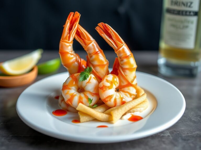 Garnalen uit Vermouth met Ketchup-Gember Dipsaus