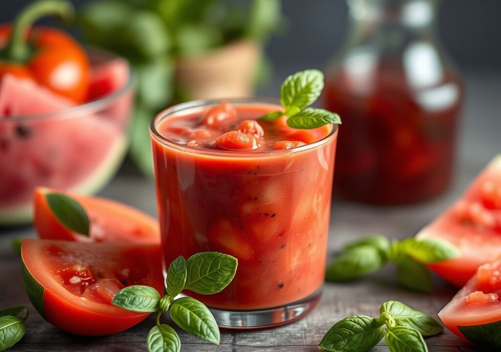 Gazpacho met watermeloen — AI-gegenereerde illustratie