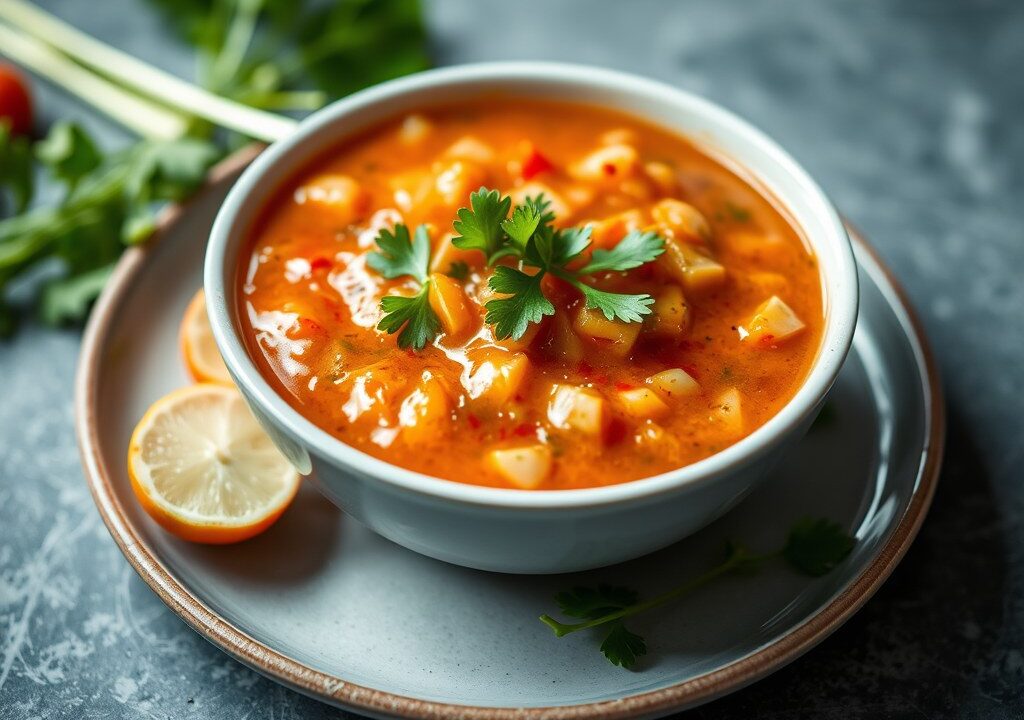 Gazpacho van radijsjes en venkel, AI-gegenereerde illustratie