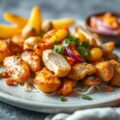 Gebakken cajunaardappelen met kip en ananassalsa