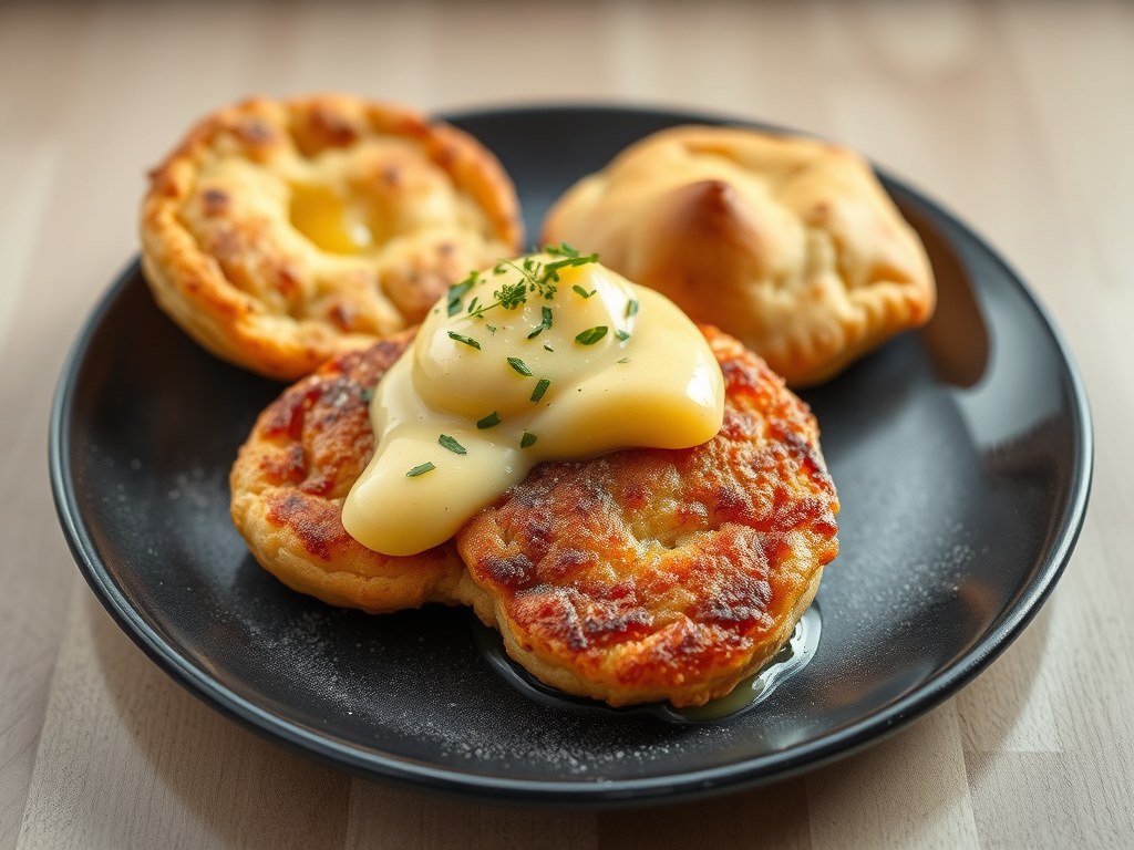 Gebakken pietermanfilet met luchtig parmesankoekje en kruidensla, AI-gegenereerde illustratie