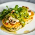 Gebraden knolselderij met salsa verde en paddenstoelenkaas