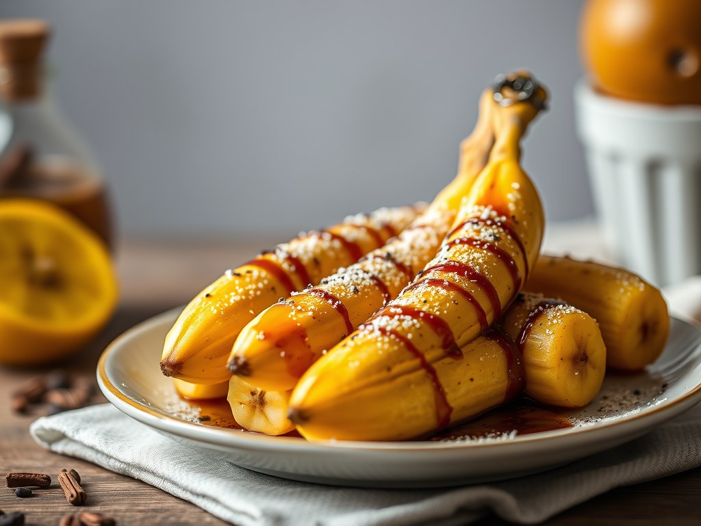 Geflambeerde bananen, AI-gegenereerde illustratie