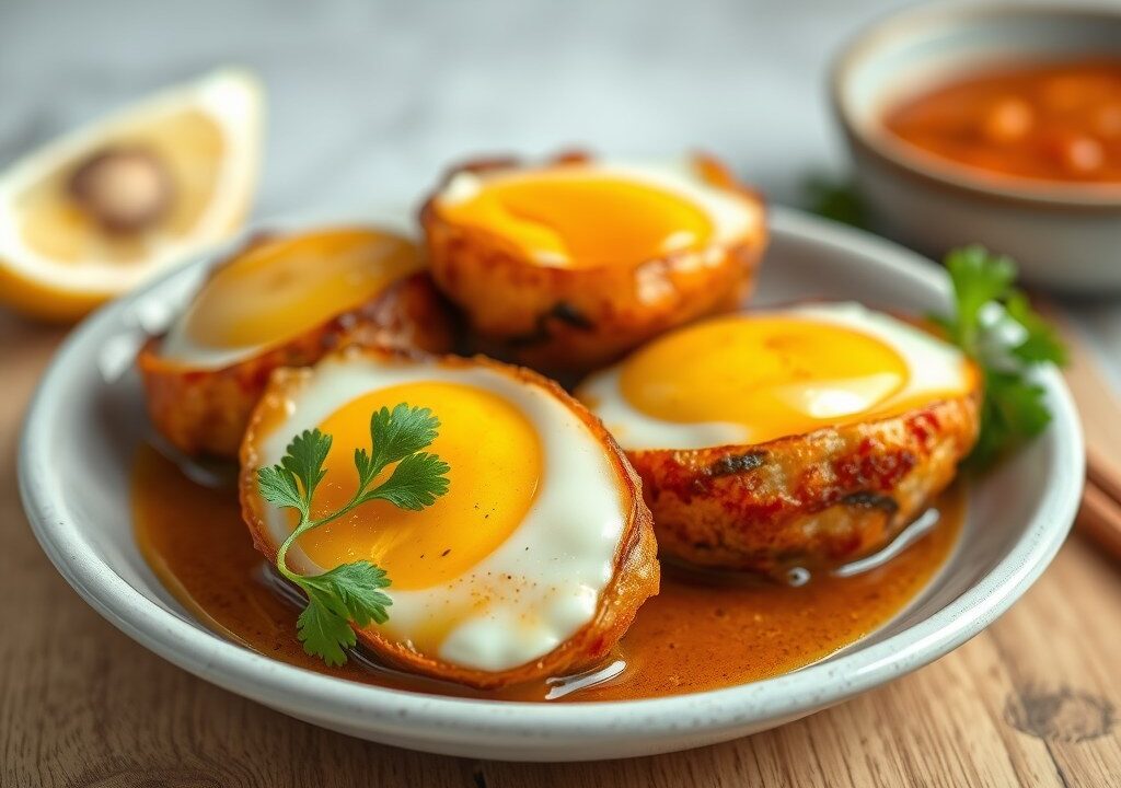 Gefrituurde Eieren met Tamarinde Saus — AI-gegenereerde illustratie