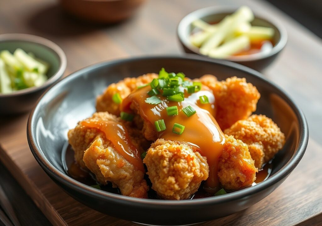 Gefrituurde Kip met Katsu-Saus, AI-gegenereerde illustratie