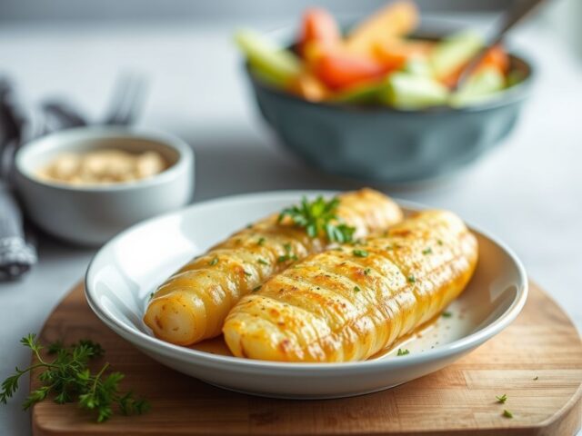 Gegratineerde aardappeltjes met knolselder en schorseneren — AI-gegenereerde illustratie