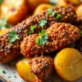 Gegratineerde aardpeer, gebakken zwarte pens