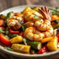 Gegratineerde groenten met scampi