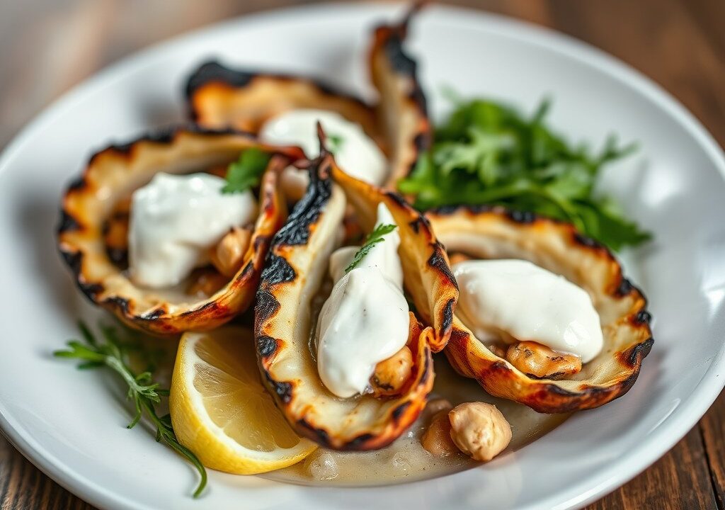 Gegrilde en gevulde oesters — AI-gegenereerde illustratie