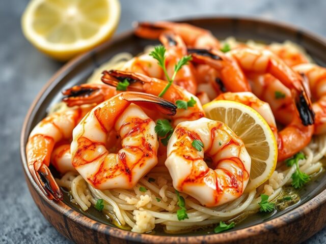 Gegrilde Garnalen met een Dressing van Hete Citrus — AI-gegenereerde illustratie