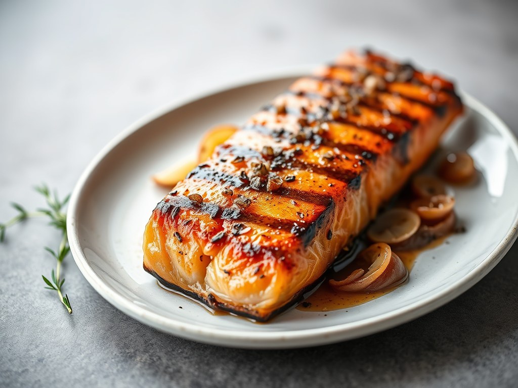 Gegrilde gerookte Atlantische zalm, AI-gegenereerde illustratie