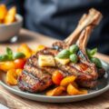 Gegrilde T-bone met tomatenboter en chips van zoete aardappel