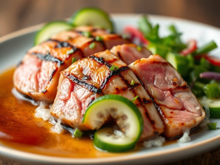 Gegrilde tonijn in Teriyaki marinade