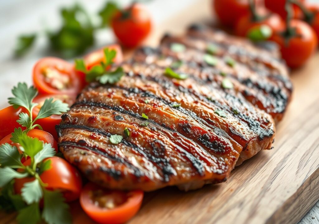 Gegrillde Bavette met Tomatensalade — AI-gegenereerde illustratie