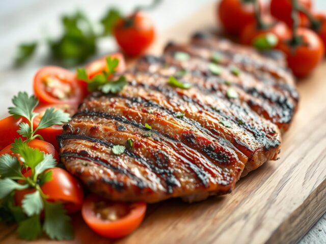 Gegrillde Bavette met Tomatensalade — AI-gegenereerde illustratie