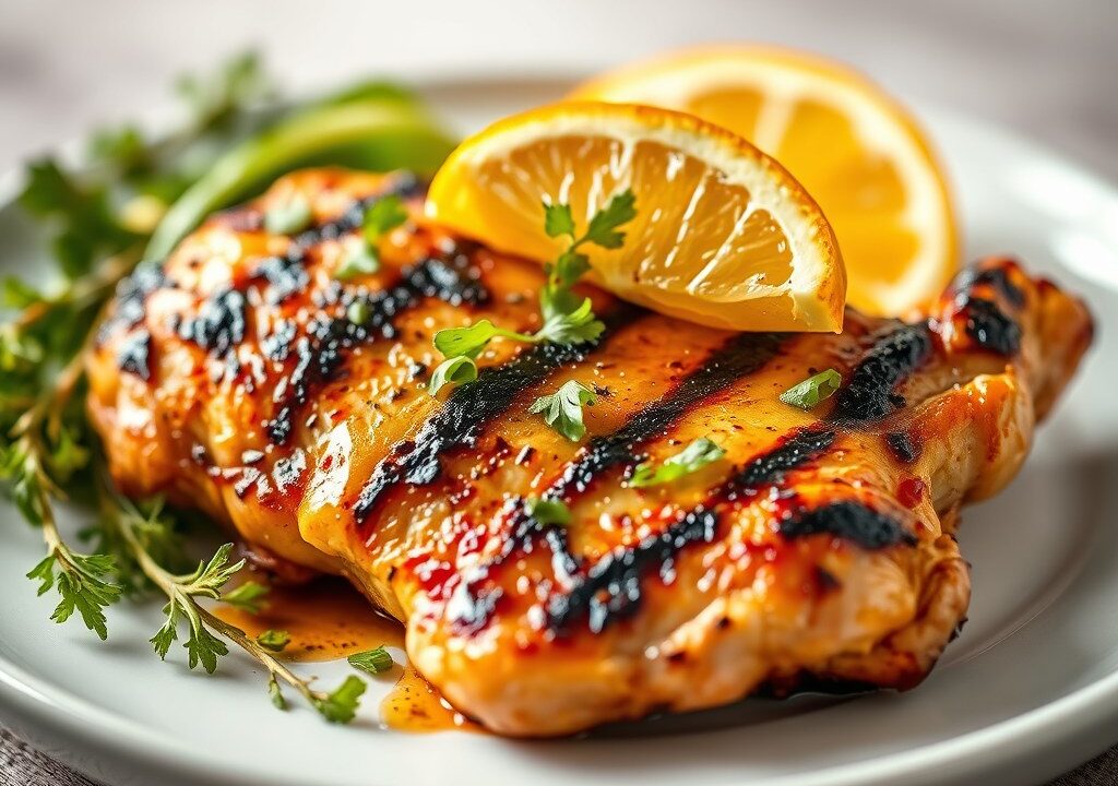 Gegrillde kip uit Phoenix met Citrusboter, AI-gegenereerde illustratie
