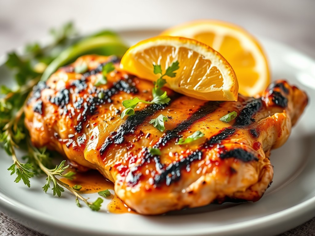 Gegrillde kip uit Phoenix met Citrusboter, AI-gegenereerde illustratie