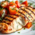 Gegrillde Zeebaars met een Pittige Tomaten-Komkommer Salade