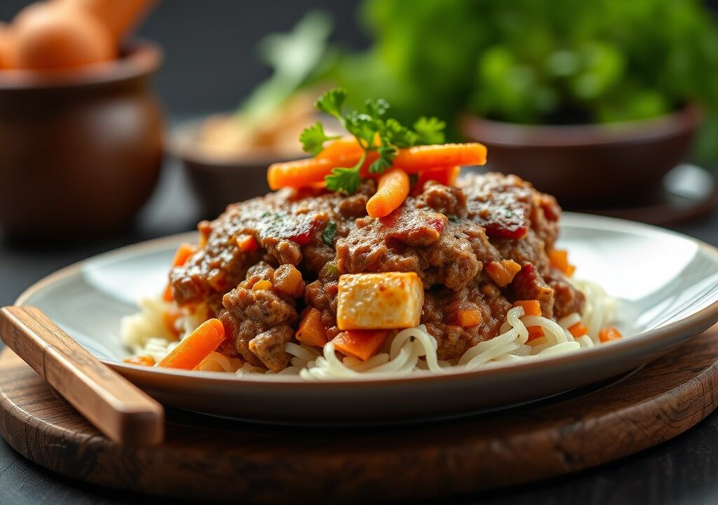 Gehakt parmentier met tofu — AI-gegenereerde illustratie