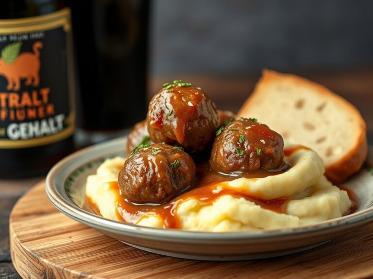 Gehaktballen in Stout met puree