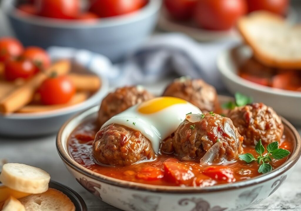 Gehaktballetjes in tomatensaus — AI-gegenereerde illustratie