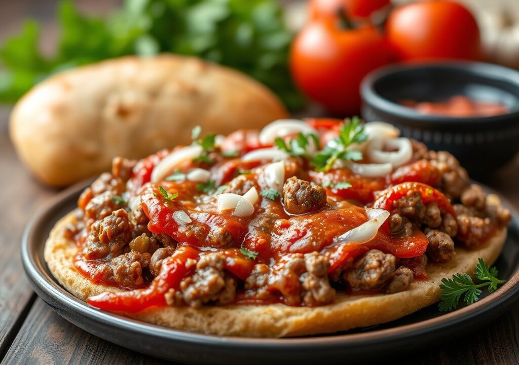 Gehaktbrood met tomatensaus, AI-gegenereerde illustratie